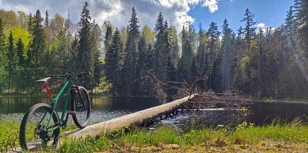 Chap Bikes islaT at the latvian forset and one of the dozen lakes aroun Talsi..